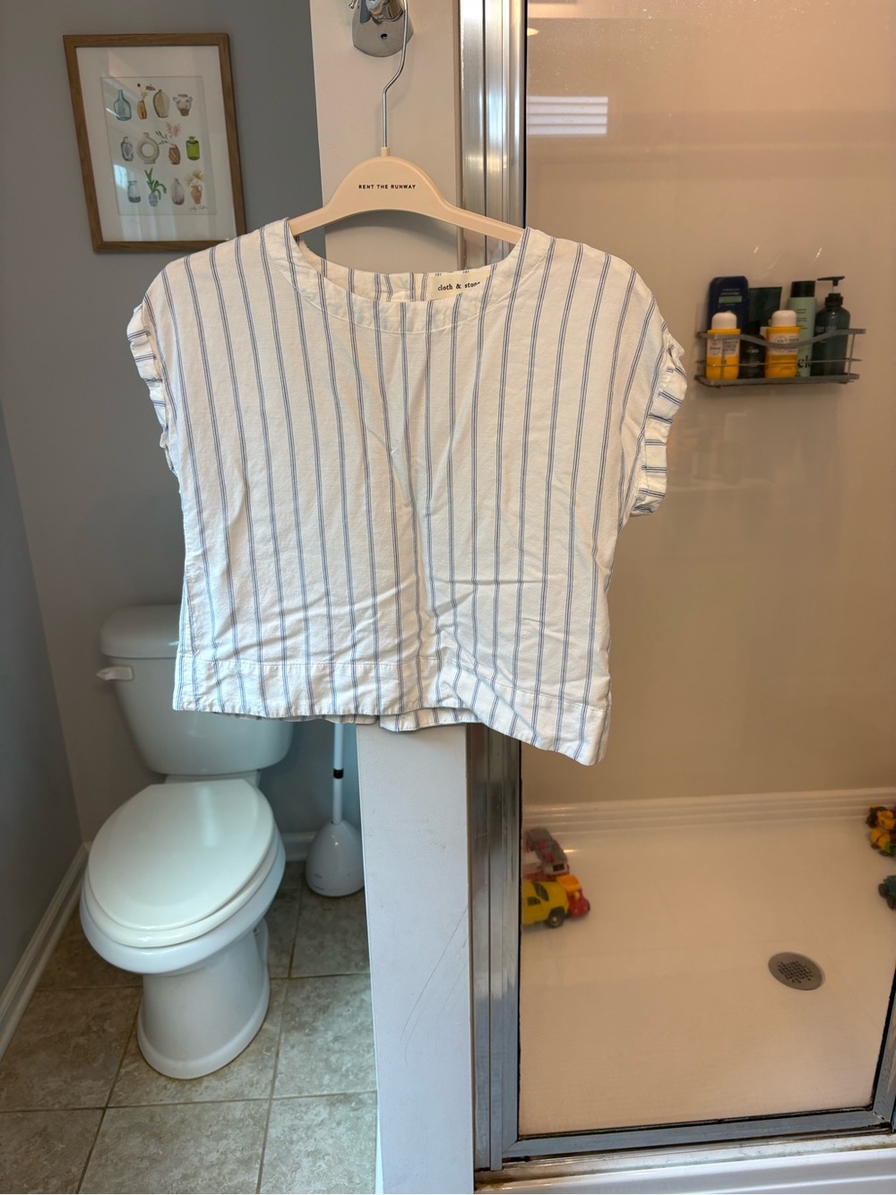 cloth & stone White Tee with Blue Pinstripes